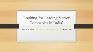 Leading Survey Companies in India | IR Bureau