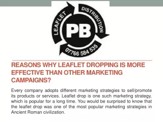 reasons why leaflet dropping is more effective than other marketing campaigns