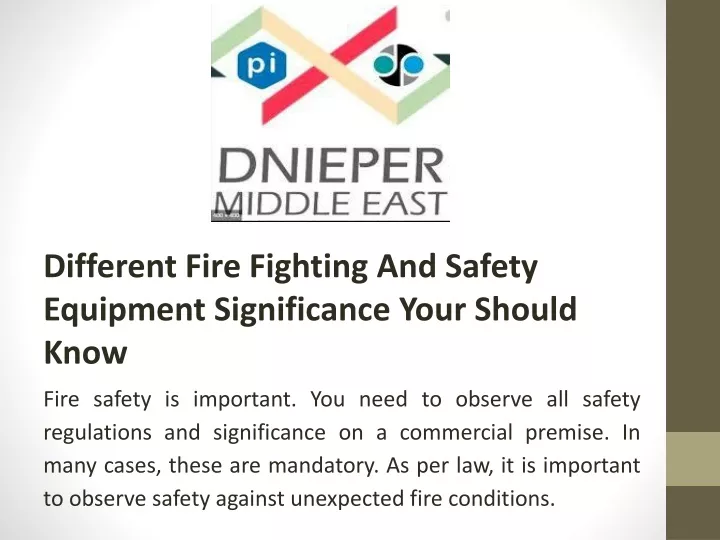 different fire fighting and safety equipment