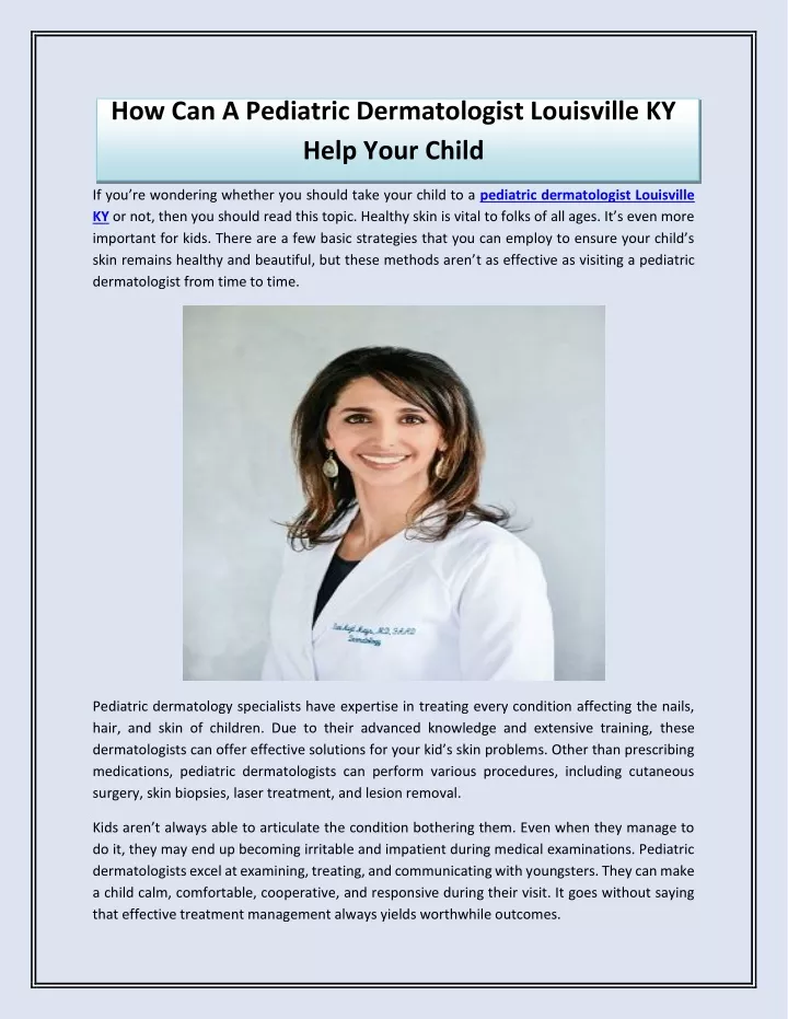 how can a pediatric dermatologist louisville