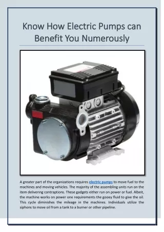 know how electric pumps can know how electric