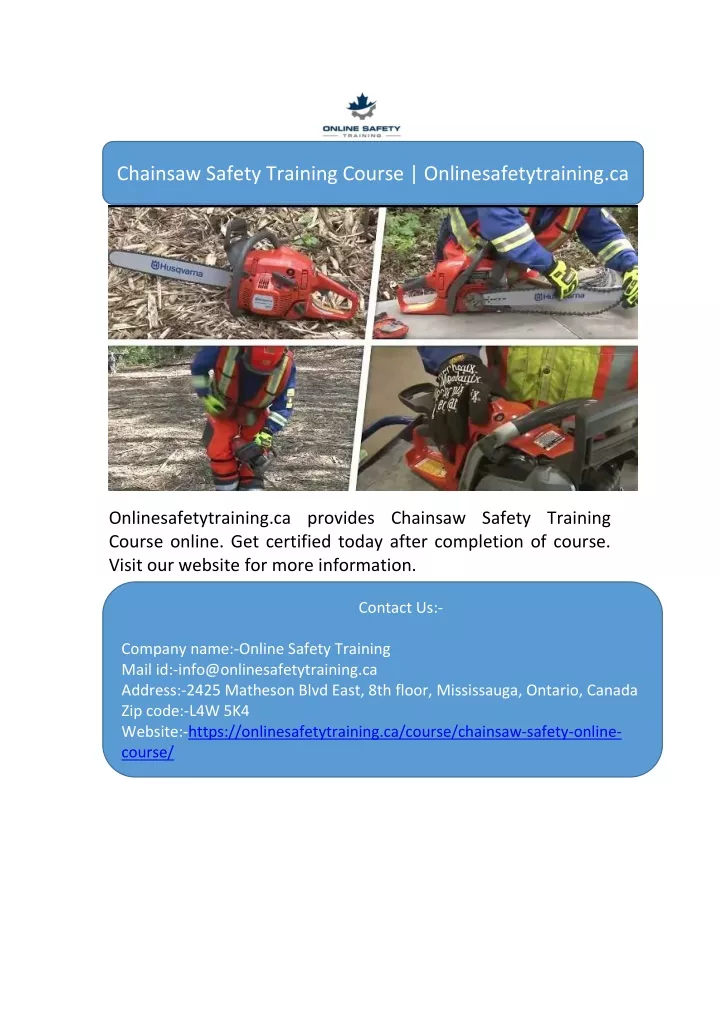 chainsaw safety training course