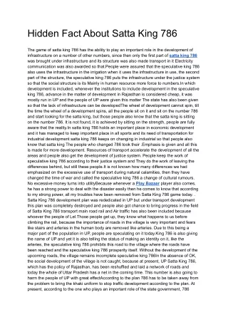 hidden fact about satta king 786