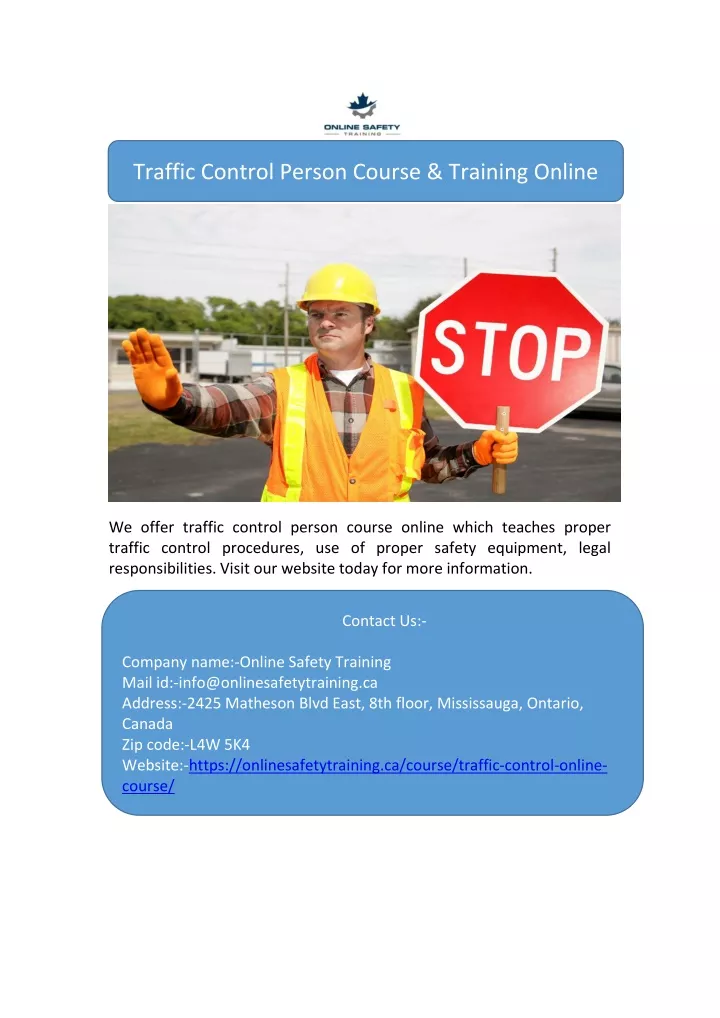 traffic control person course training online