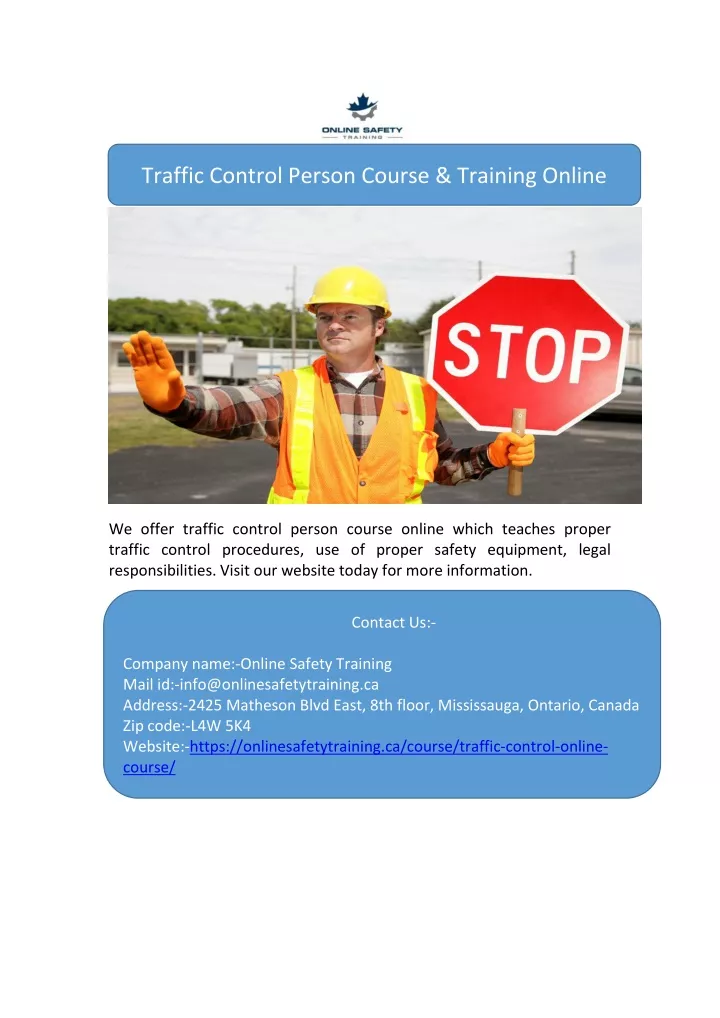 traffic control person course training online