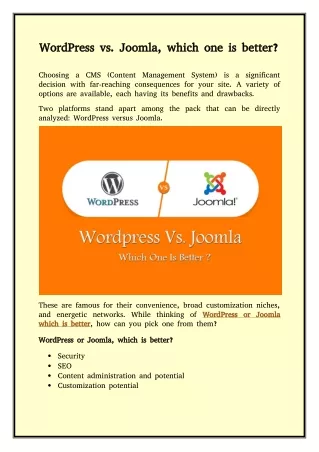 which one is better joomla or wordpress