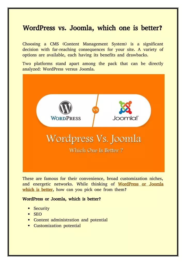 wordpress vs joomla which one is better wordpress