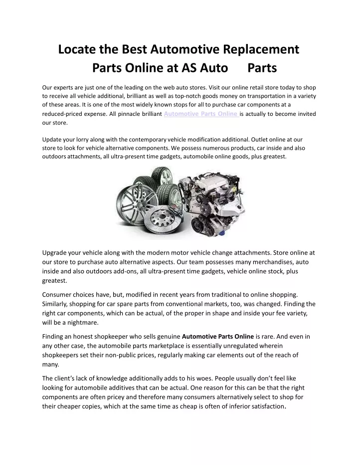 locate the best automotive replacement parts online at as auto parts