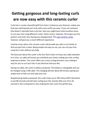Auto Ceramic Hair Curler