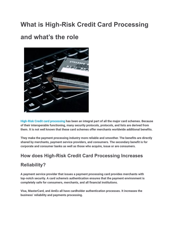 what is high risk credit card processing