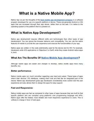 what is a native mobile app
