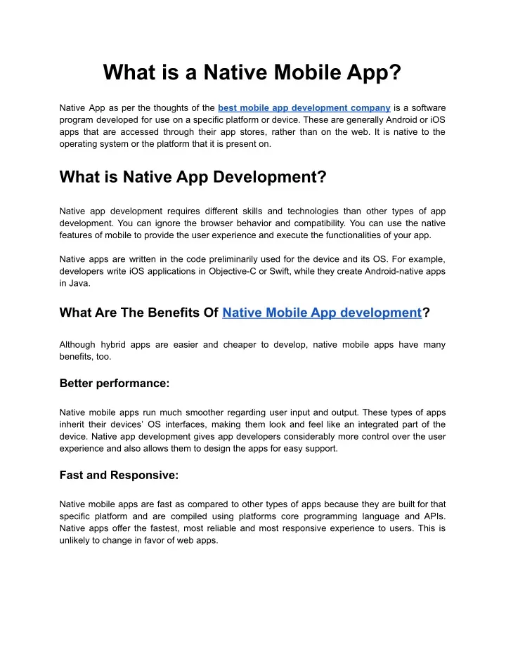 what is a native mobile app