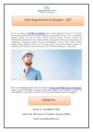 Firm Registration In Gurgaon - AVC