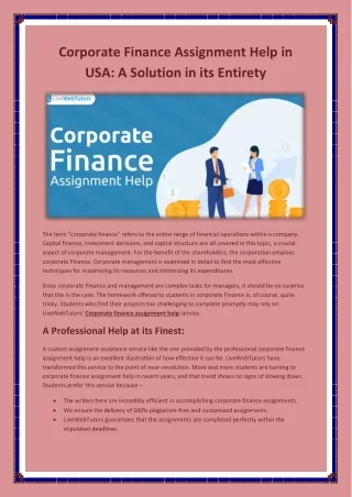 corporate finance assignment help
