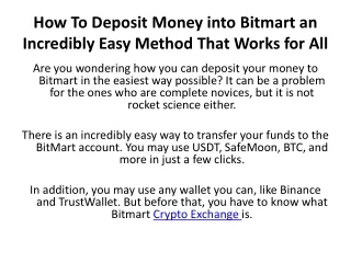how to deposit money into bitmart an incredibly easy method that works for all