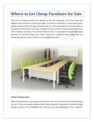 Where to Get Cheap Furniture for Sale