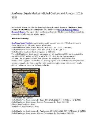 sunflower seeds market global outlook