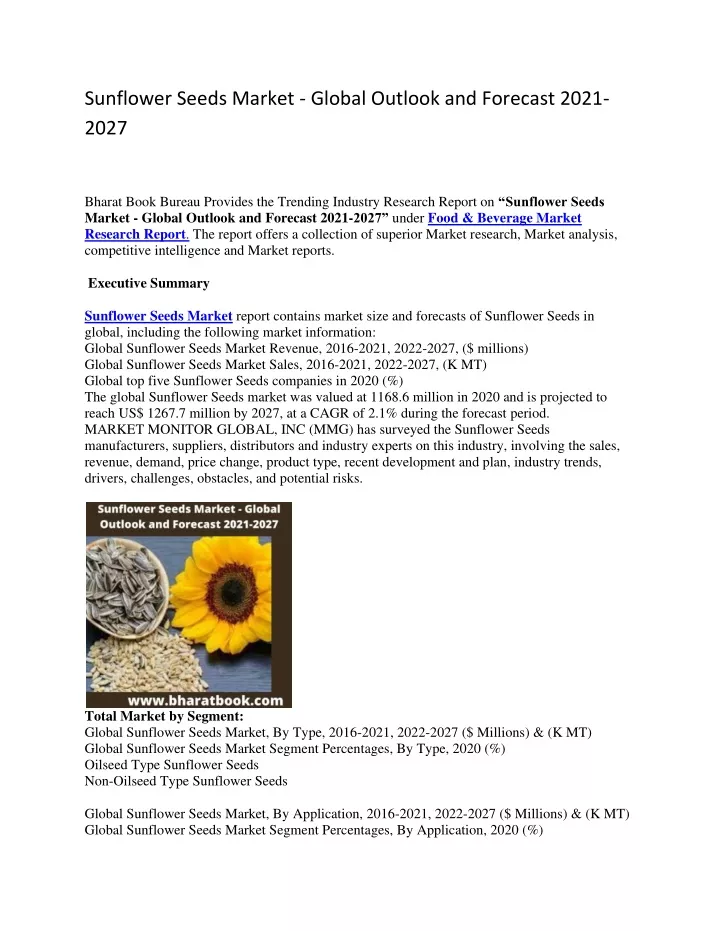 sunflower seeds market global outlook