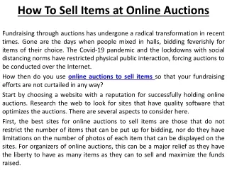 How To Sell Items at Online Auctions