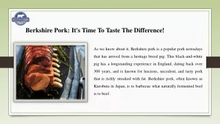 Berkshire Pork It is Time To Taste The Difference