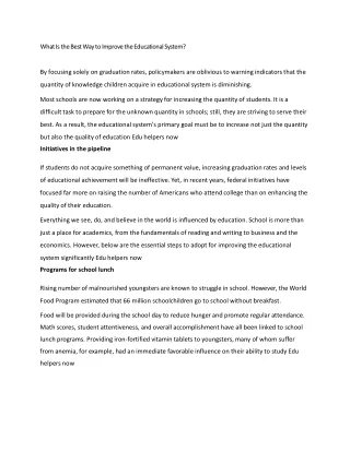 what is the best way to improve the educational