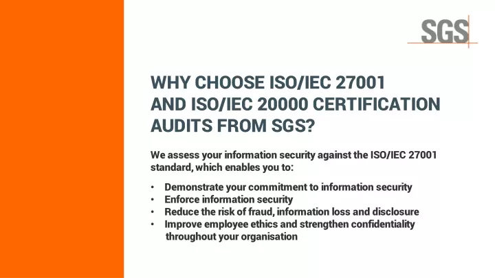 why choose iso iec 27001 and iso iec 20000