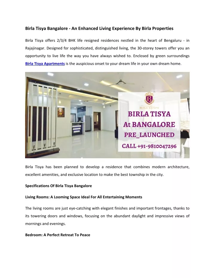 birla tisya bangalore an enhanced living