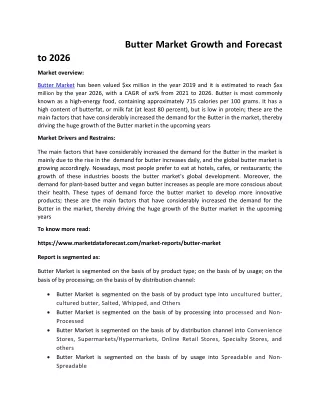 butter market growth and forecast to 2026