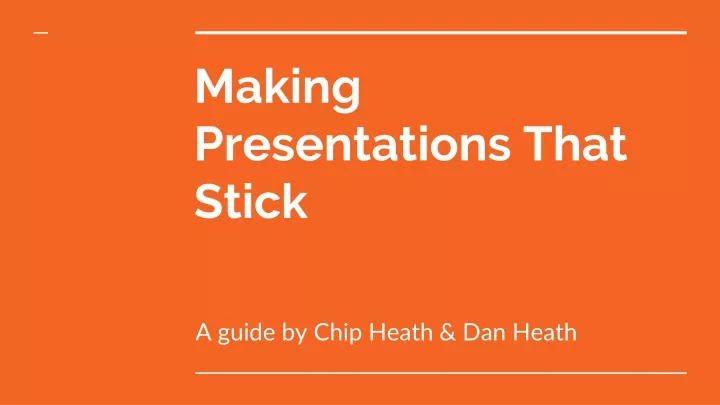 making presentations that stick