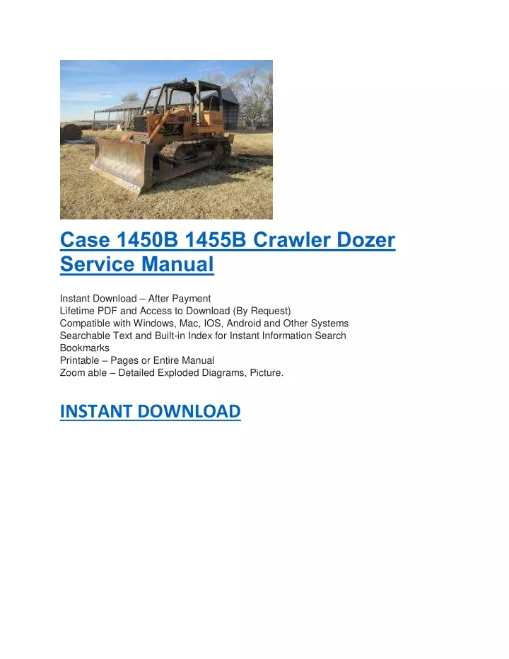 case 1450b 1455b crawler dozer service manual
