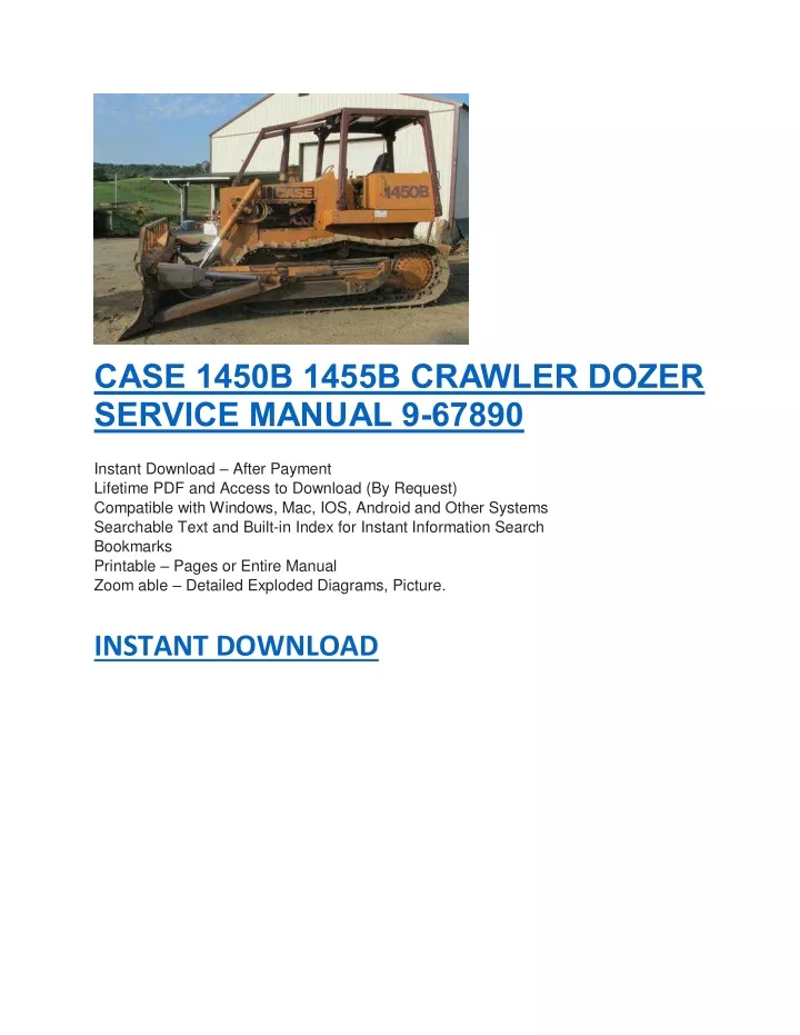 case 1450b 1455b crawler dozer service manual