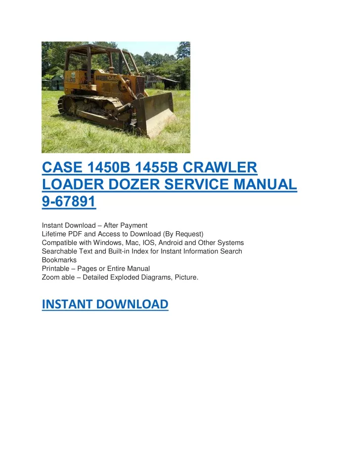 case 1450b 1455b crawler loader dozer service