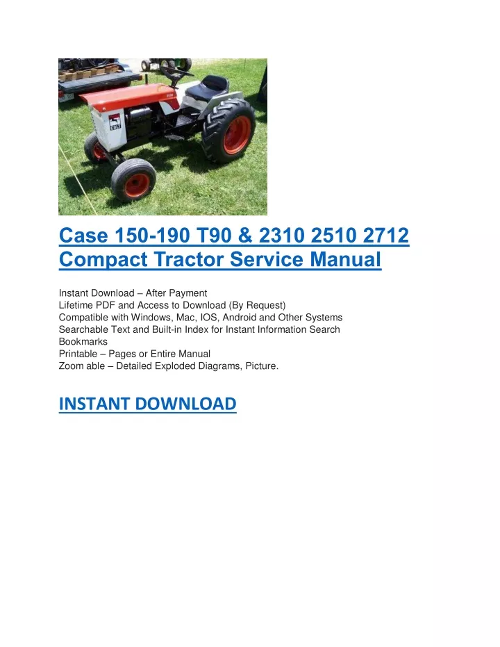 case 150 190 t90 2310 2510 2712 compact tractor