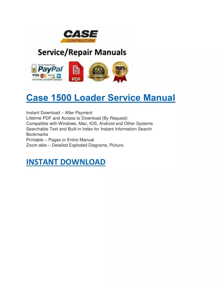 case 1500 loader service manual instant download