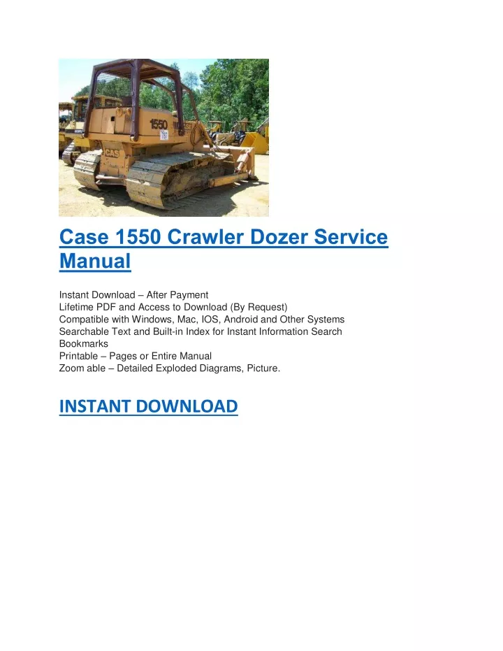 case 1550 crawler dozer service manual instant