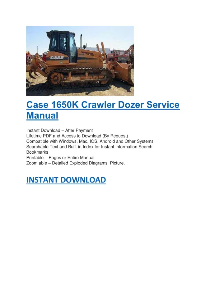 case 1650k crawler dozer service manual instant