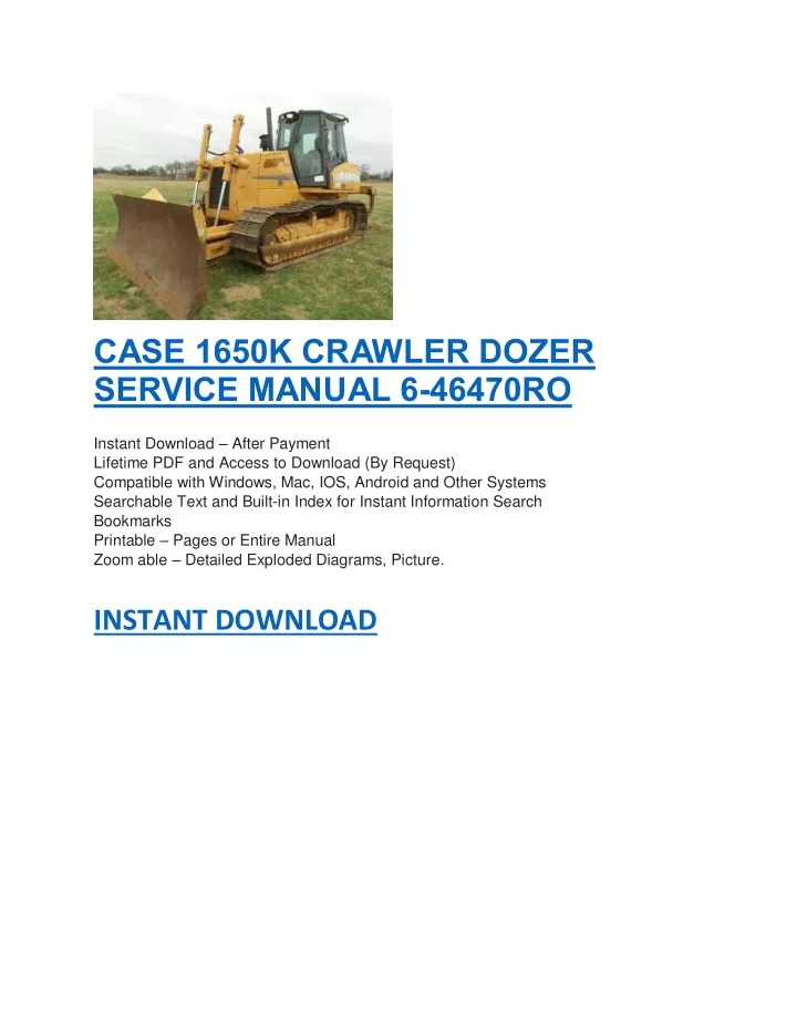 case 1650k crawler dozer service manual 6 46470ro