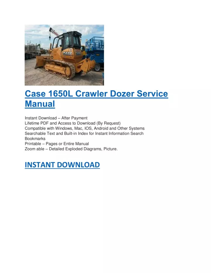 case 1650l crawler dozer service manual instant