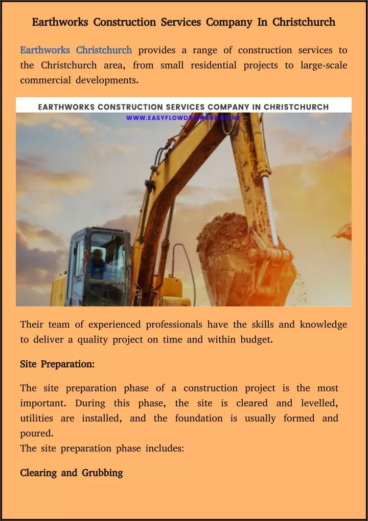 earthworks construction services company