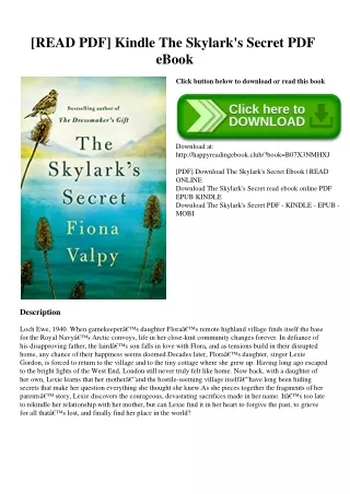 [READ PDF] Kindle The Skylark's Secret PDF eBook