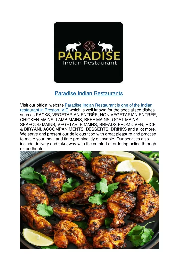 paradise indian restaurants visit our official