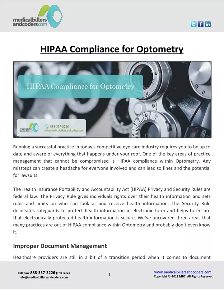 hipaa compliance for optometry