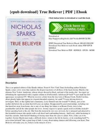 {epub download} True Believer [ PDF ] Ebook