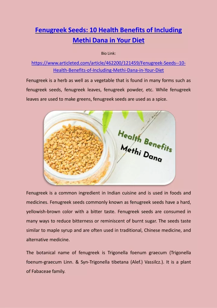 fenugreek seeds 10 health benefits of including