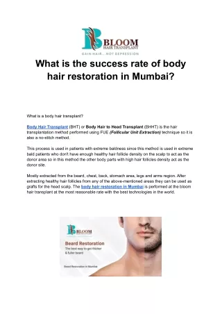 What is the success rate of body hair restoration in Mumbai_