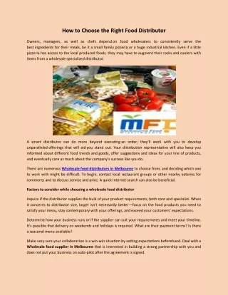 how to choose the right food distributor