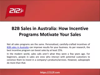 B2B Sales in Australia How Incentive Programs Motivate Your Sales