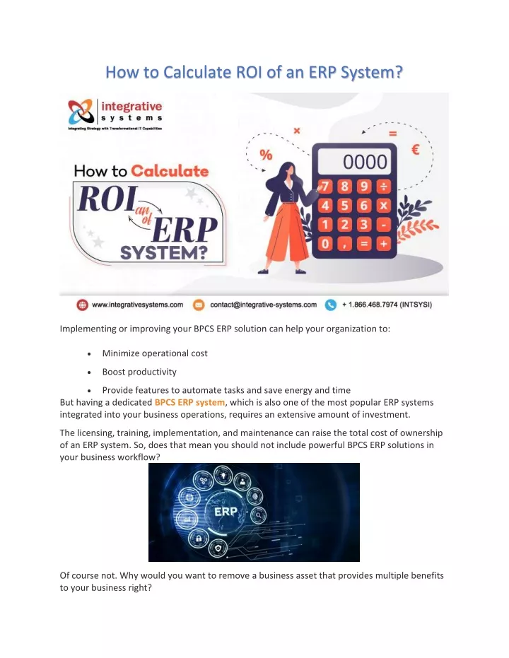 how to calculate roi of an erp system