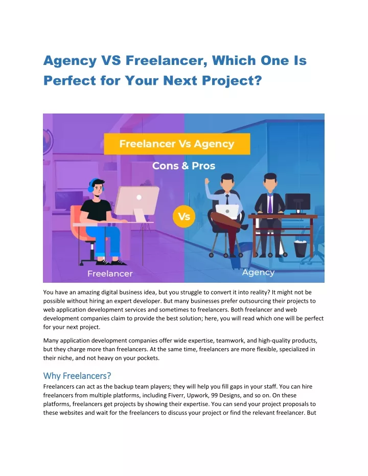 agency vs freelancer which one is perfect