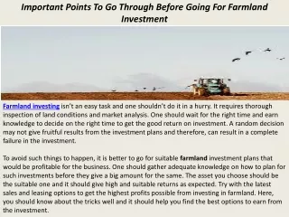 Important Points To Go Through Before Going For Farmland Investment